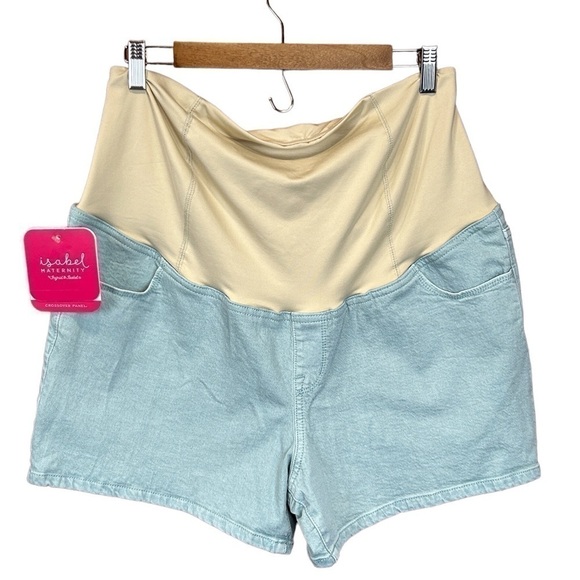 Isabel Maternity Midi Jean W/Crossover Panel Short size-12/31 NWT - Picture 1 of 10